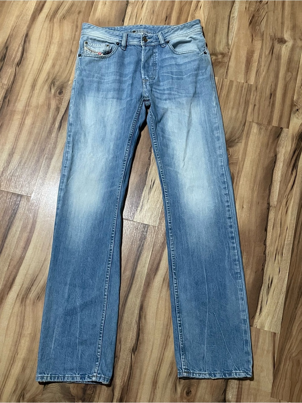 Diesel Larkee Regular Straight Leg Jeans Light Blue Wash Faded Denim 30x32